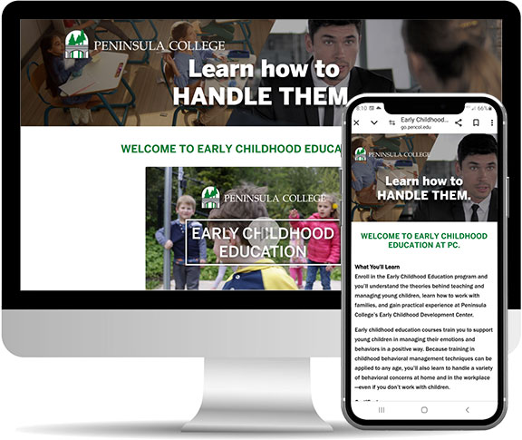 Peninsula College Campaign landing pages