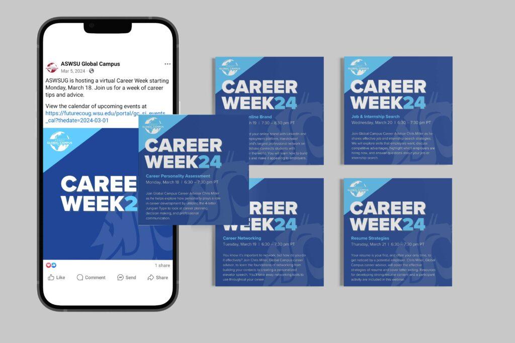 mockups of career week social media graphics